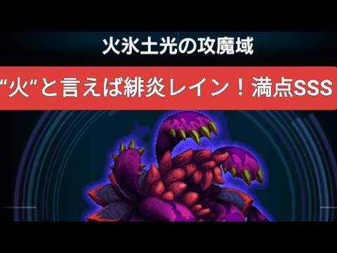 【FFBE】『火氷土光の攻魔域』“火”と言えば緋炎レイン！満点SSS！2Tで87億ダメージ！2024/6 ※騎士レインは物理壁かその他かばう持ちで代用可