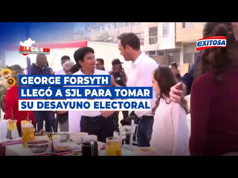 George Forsyth llegó a San Juan de Lurigancho para tomar su desayuno electoral