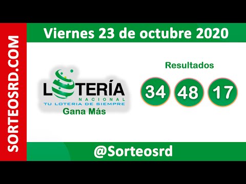 Loteria Nacional Gana Más en VIVO   / Viernes 23 de octubre 2020