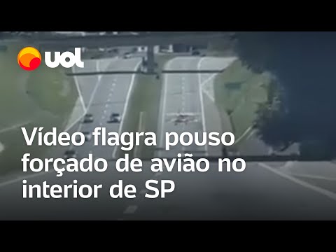 Vídeo flagra pouso forçado de avião no interior de São Paulo