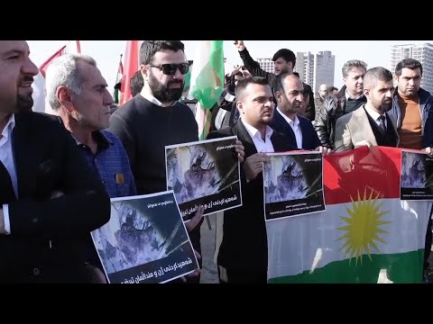 Hundreds protest in front of UN base to condemn the Iranian attacks on Irbil