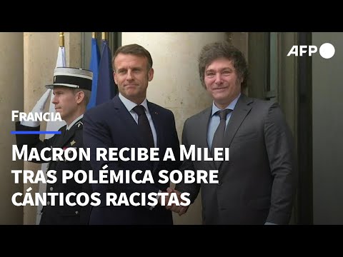 Macron recibe a Milei en Francia tras polémica sobre cánticos racistas | AFP