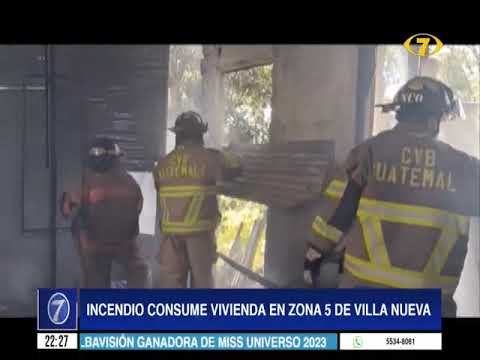 Incendio consume vivienda en zona 5 de Villa Nueva