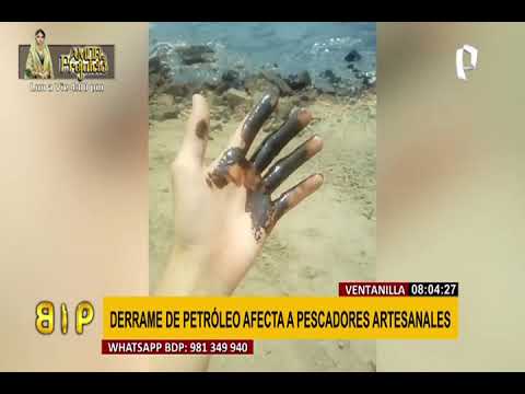 Derrame de petróleo en mar por fuerte oleaje afecta a pescadores, bañistas y fauna marina