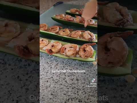 Cucumber Shrimp boats 🥒 & 🍤#easy #food #healthy #eating #recipe #shorts