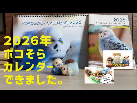 2026年ポコそらカレンダーができたので、ことり天国のポコちゃんそらちゃんを呼び出しました。