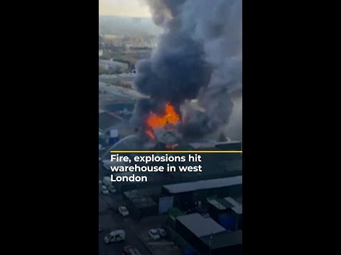 Major fire and explosions hit warehouse in west London | AJ #shorts