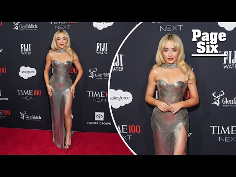 Sabrina Carpenter shimmers in metal mesh Versace gown at Time100 Next Gala 2024