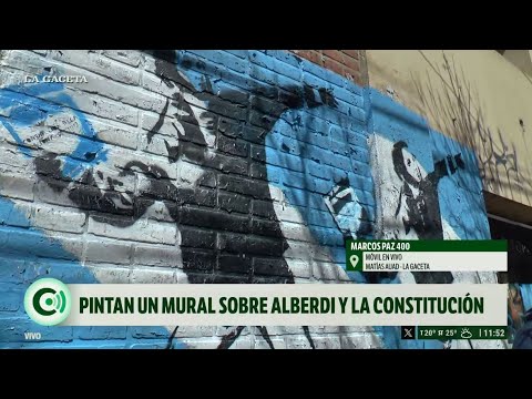 Alumnos del Sagrado Corazón junto a Meta Tucumán pintaron un mural sobre Alberdi y la Constitución