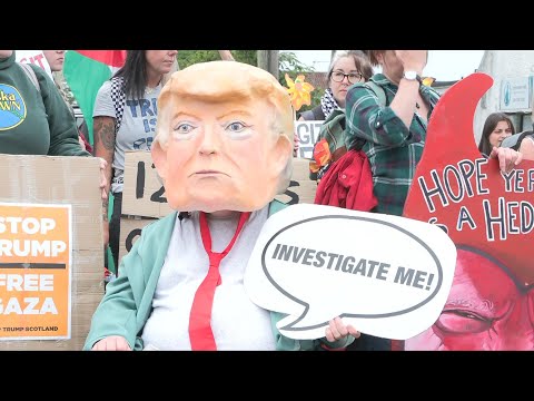 Protest against Trump visit outside Aberdeenshire golf course | AFP
