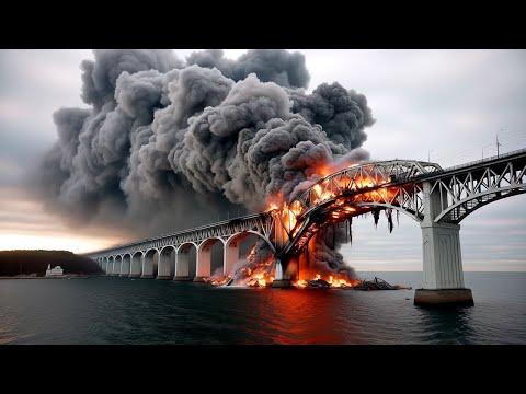 MASSIVE BLOW TO CRIMEA! 50 Russian Armored Vehicles Burnt to Ashes on the Crimean Bridge!