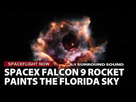 Globalstar 발사 후 Falcon 9 부스터가 케이프 커내버럴로 귀환 (4K 리플레이)