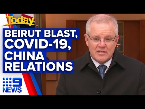 Scott Morrison discusses Beirut blast, coronavirus crisis, China relations | 9News Australia