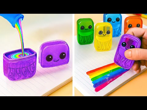 学校の文房具をスクイーズにしました！ 🤯 本当にすごくクールなんです！天才的なDIYアイデア！