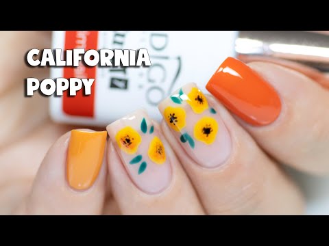 California Poppy Floral Nail Art | Indigo Nails