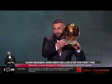 Benzema wins men's Balon D'or for the first time, Sadio Mane was 2nd, Kevin de Bruyne 3rd