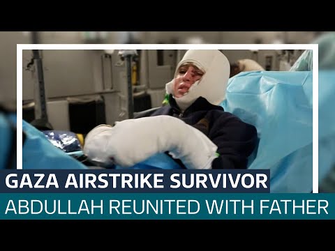 11-year-old Abdullah reunites with his father after surviving Gaza airstrike | ITV News