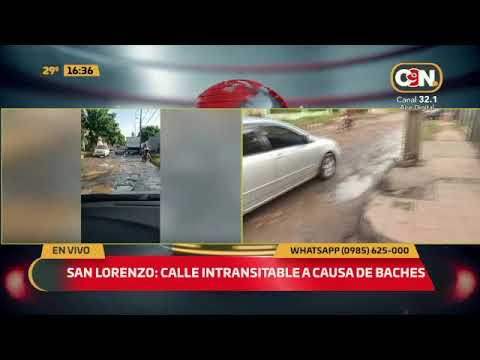 San Lorenzo: Calle intransitable a causa de baches