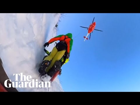 Mountaineers stranded on icy gully in Italian Alps rescued by helicopter