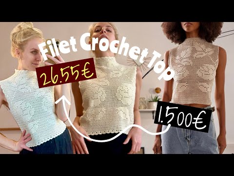 ich häkle ein 1.5k Filet Crochet Top für nur 26,55€! 🎉(ich hab 4 Monate dafür gebraucht🙈)