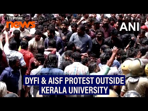 DYFI and AISF members stage protest outside Kerala University