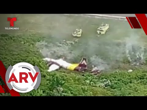 En video: un avión aterriza envuelto en llamas y se parte en dos en Perú | Al Rojo Vivo | Telemundo
