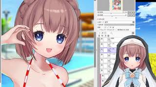 由持もにの絵作業配信　チェキ仕上げ編