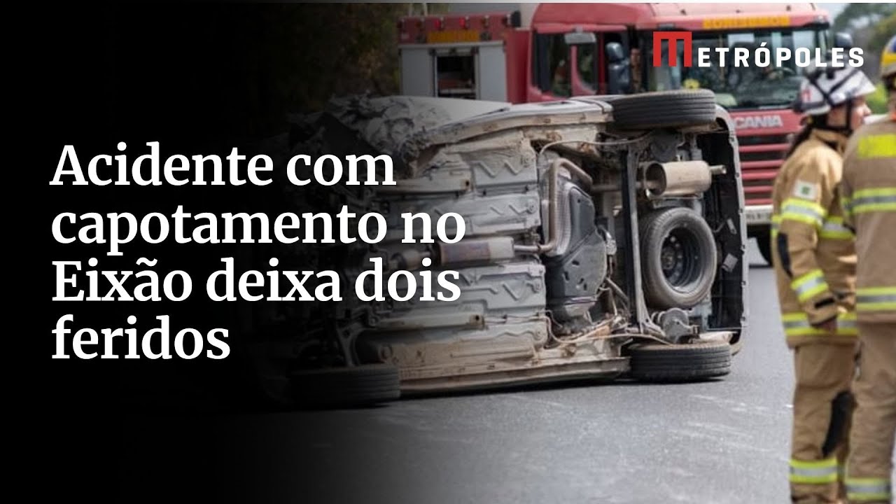 Acidente com capotamento no Eixão deixa dois feridos