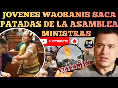 JOVENES WAORANIS SACAN A PATADAS A MINISTRA MENTIROSAS DE NOBOA  DE LA ASAMBLEA NOTICIAS RFE TV