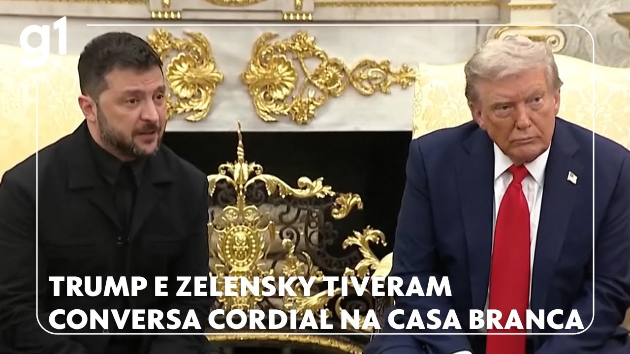 Trump e Zelensky têm encontro amistoso e sem incidentes diplomáticos na Casa Branca