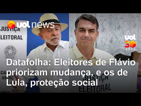 Datafolha: eleitores de Flávio dizem votar <strong>por</strong> mudança, e os de Lula, <strong>por</strong> proteção social