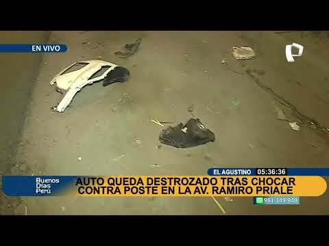 El Agustino: chofer choca contra poste en av. Ramiro Prialé y luego lo habrían asaltado