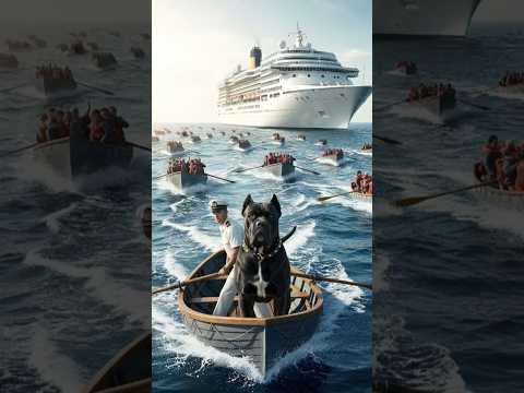 The brave black dog jumped into the sea and shocked everyone with the reason 😭 #ai #dog #ship #sea
