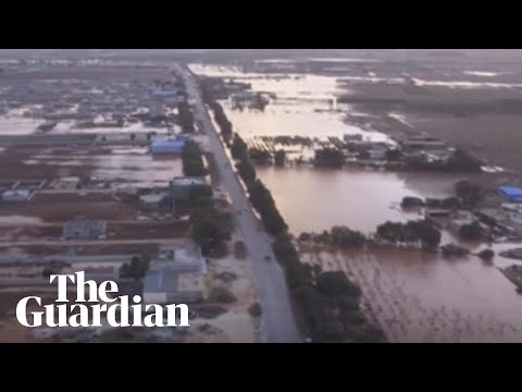 Drone footage shows scale of flooding in Libya