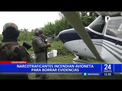 Oxapampa: Narcotraficantes queman avioneta de placa boliviana para borrar evidencias
