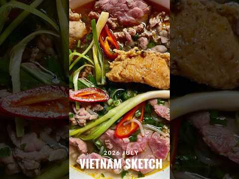 ベトナムスケッチ7月号特集は🇻🇳ピリ辛＆濃厚スープの牛肉麺ブンボーフエ #shorts #vietnam #bunbohue
