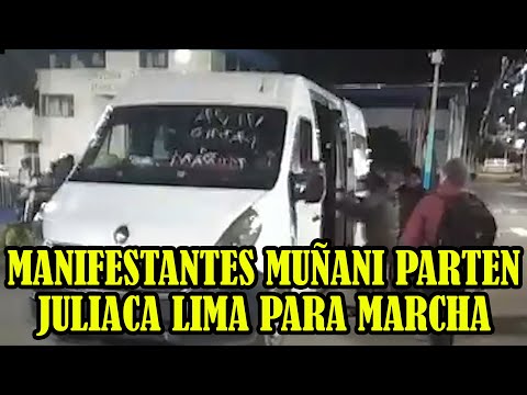 MANIFESTANTES DE DISTRITO DE MUÑANI FUE DESPEDIDO EN JULIACA VAN RUMBO HACIA LIMA ..