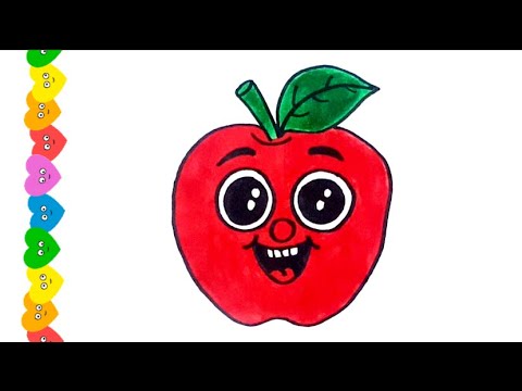 SEVİMLİ ELMA ÇİZİMİ - KOLAY ELMA NASIL ÇİZİLİR? - HOW TO DRAW A CUTE APPLE?