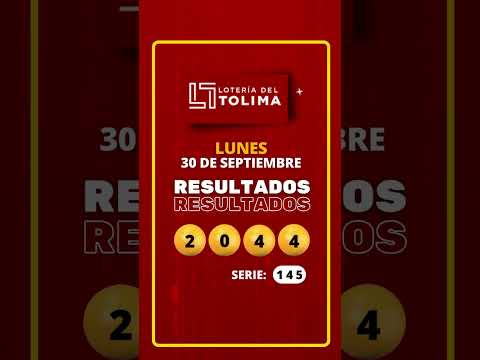 LOTERIA DEL TOLIMA del LUNES 30 de septiembre de 2024 #Loteria #Shorts