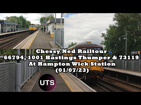 66794, 1101 Thumper & 73119 At Hampton Wick Station Hauling The  Chessy Ned Railtour (01/07/23)