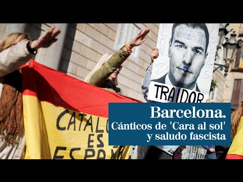 Saludo franquista y 'Cara al sol' en la manifestación de Vox en Barcelona