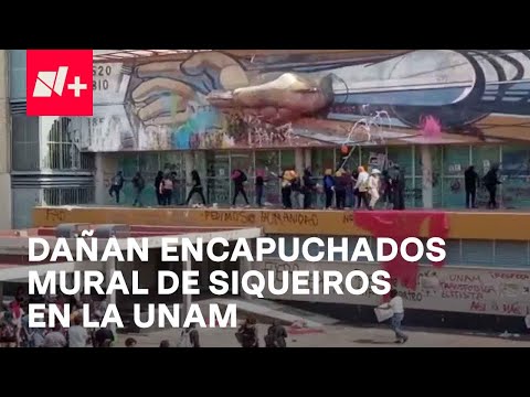 Destrozos en la UNAM; Encapuchados dañan mural de Siqueiros en Ciudad Universitaria - En Punto