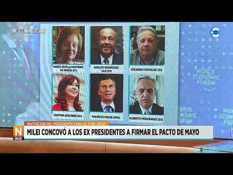 Milei convocó a los ex presidentes a firmar el Pacto de mayo ?N8:00? 21-06-24