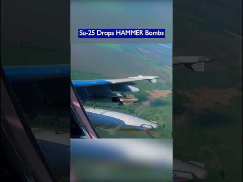 Ukrainian Su-25 Drops French AASM HAMMER Bombs