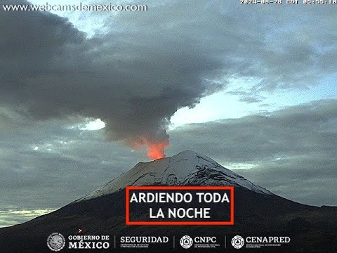 #POPOCATÉPETL | Ardiendo de noche y día. El #Volcán #EnVivo