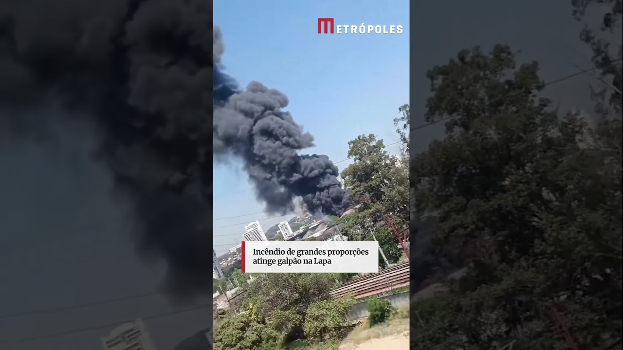 Incêndio de grandes proporções atinge galpão na Lapa