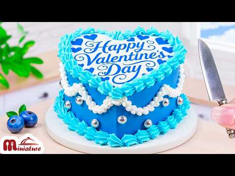 💖 So Soft Mini Blue Valentine’s Day Cake Decorating Ideas | ASMR Cooking Mini Food