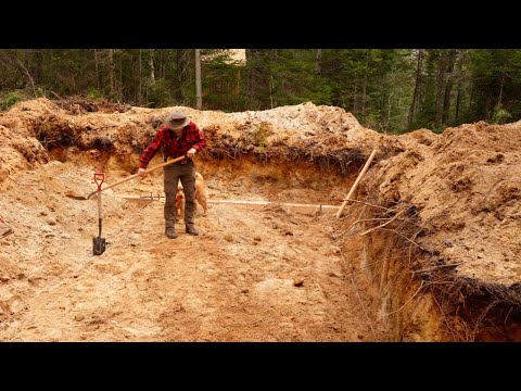 Digging a basement for my new off grid log cabin | Canoeing with my wife and daughter