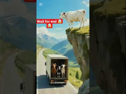 The cow saved the goat and the driver 😭#ai #cow #rescue #truck