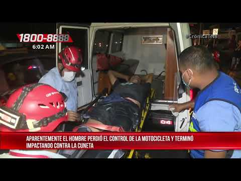 Gravemente lesionado terminó un motociclista al impactar con una cuneta, en Managua – Nicaragua